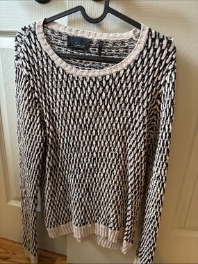 Line Black and Beige Patterned Crewneck Sweater